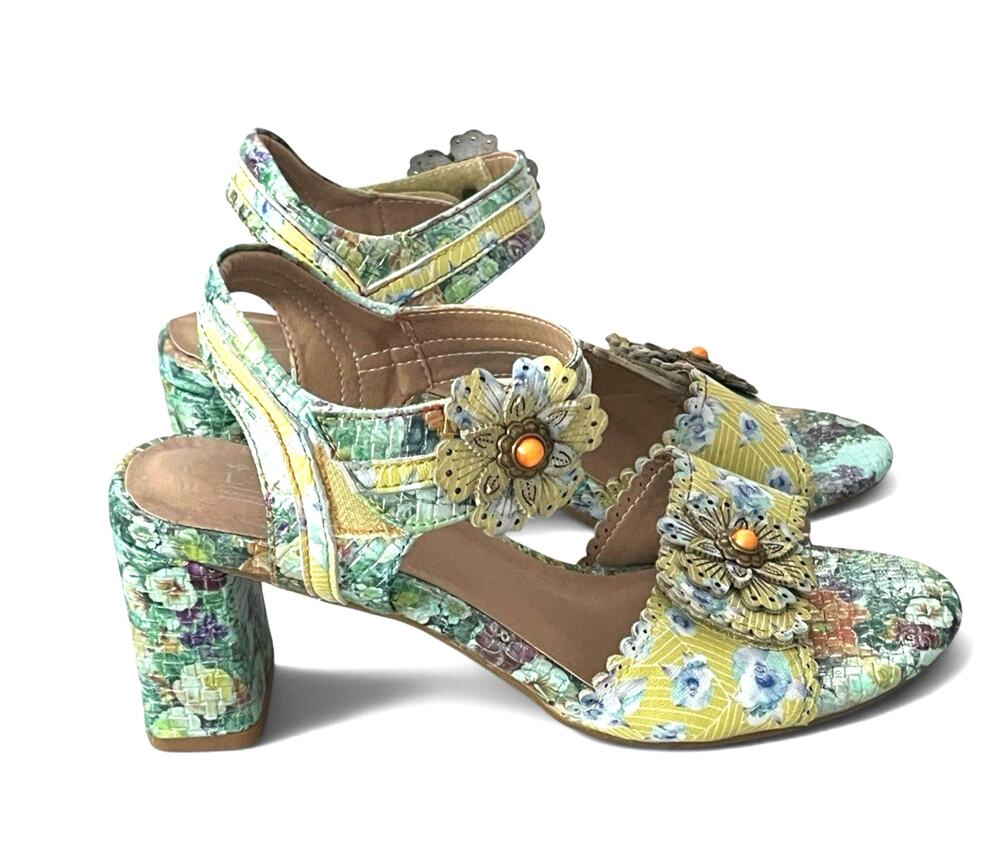 Spring Step L'Artiste Vogeush Heeled Sandal Women's 39 US 9 Floral Artsy Boho